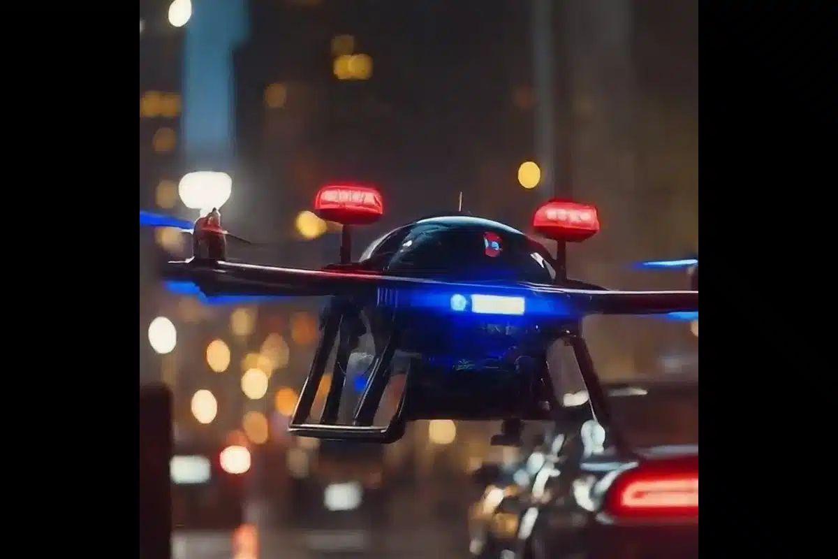 Police Drones Flying At night