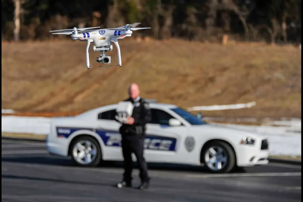 Law enforcement drone in action for effective policing